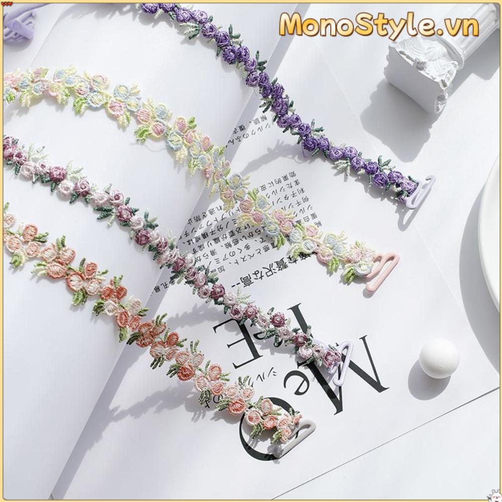 Dây đeo áo ngực hoa Monostyle - Đàn hồi, chống trượt, chất liệu Polyester hoa, phù hợp váy dạ hội và tiệc cưới