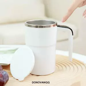 Cốc tự khuấy DONOVANQQ, Cốc cà phê điện có thể sạc lại USB 380ML, Nhiệt độ thông minh thực tế Thép không gỉ Điều khiển cảm ứng Cốc cà phê tại nhà