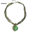 MIC _ Bohemian Nữ Kim Cương Giả Kẻ Sọc Con Công Tròn Giả Opal Mặt Dây Chuyền Vòng Cổ Quà Tặng
