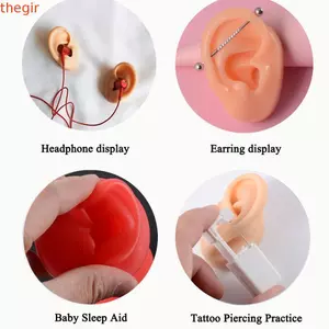 THEGIRL8B Giá đỡ mô hình tai người, Giá đỡ hợp kim Mô hình tai silicon nhiều màu, Bền mềm mại Piercable Bông tai nhẹ Đế trưng bày đồ thủ công DIY