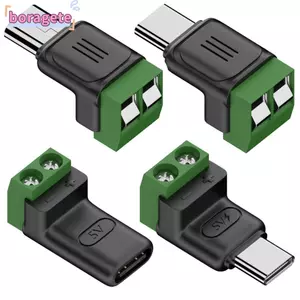 Khối thiết bị đầu cuối uốn BORAGETE, Bộ chuyển đổi đầu cuối không hàn vít USB C sang 2Pin, Chuyên nghiệp không thể truyền dữ liệu Đầu nối sạc xanh 5V để tự làm hoặc sửa chữa