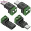 Khối thiết bị đầu cuối uốn BORAGETE, Bộ chuyển đổi đầu cuối không hàn vít USB C sang 2Pin, Chuyên nghiệp không thể truyền dữ liệu Đầu nối sạc xanh 5V để tự làm hoặc sửa chữa