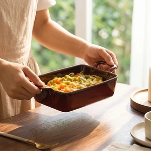 Đĩa Nướng Gốm Có Tay Cầm Nhỏ Gratin Cá Nhân Nướng Chảo Có Tay Cầm Dụng Cụ Nướng Đơn Phục Vụ Dễ Dàng Vệ Sinh