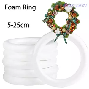 WANYEDI 1 Cái Vòng hoa thủ công DIY, Nhẫn xốp trắng Polystyrene, Dành cho đồ thủ công Giáng sinh tròn 5 / 7 / 8 / 10 / 12 / 15 / 17 / 20cm Trang trí tiệc cưới