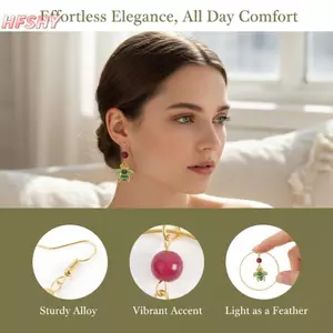 HFSHY Tối Giản Mạ Vàng Vòng Dangle Bông Tai Men Ong Quyến Rũ Hạt Đỏ Giọng Cho Nữ Hàng Ngày Mặc VN