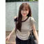 Mùa hè 2026 Áo thun ngắn tay sọc cổ điển Hàn Quốc có dây buộc quây lười biếng Slim-Fit Slim-Fit Slimmer Look