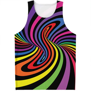 Rainbow Vortex 3D Tank Top Dành Cho Nam, In Kỹ Thuật Số Không Tay, Bông Tai Kẹp Y2K Dạo Phố Tập Gym Tee