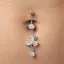 HFSHY Thép không gỉ Dangle Bụng Nút Nhẫn Cubic Zirconia Bướm Cá Heo Rốn Xỏ Trang Sức Nữ Thời Trang Body Piercing VN
