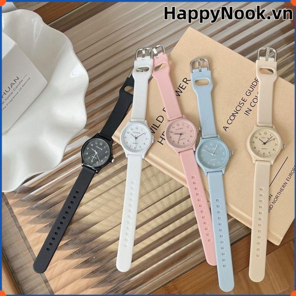 Đồng hồ đeo tay HAPPYNOOK, Đồng hồ thạch anh nhiều màu thông thường, Dây đeo silicon Đồng hồ thạch anh có thể điều chỉnh dành cho học sinh