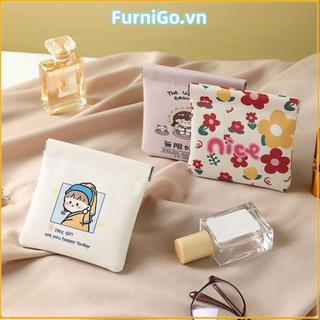 Túi đựng mỹ phẩm Mini FURNIGO, Túi đựng son môi đóng tự động di động, Túi đựng đồ du lịch họa tiết hoạt hình bằng da Pu mềm