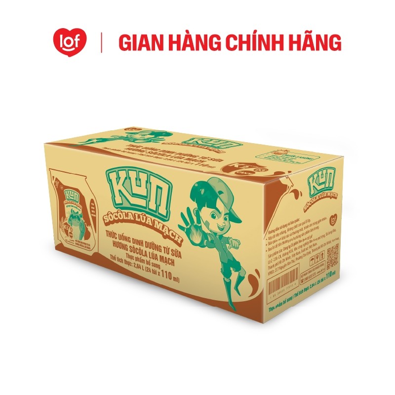 Sữa lúa mạch socola KUN thùng 24 túi x 110ml