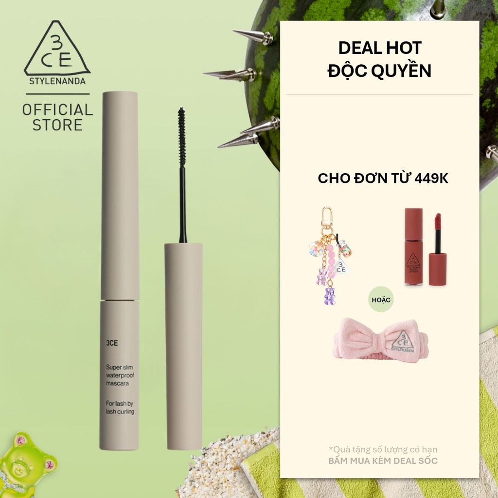 Chuốt Mi 3CE Super Slim Waterproof Mascara Siêu Mỏng Chống Nước, Lâu Trôi