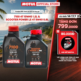 Combo Dầu nhớt xe máy MOTUL 7100 4T 10W40 1.2L và xe tay ga Scooter Power LE 4T 5W40 0.8L