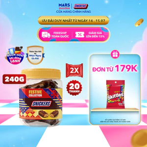 Combo 2 Hũ kẹo sô cô la nhân đậu phộng Snickers jar 240g (20 thanh x 12g x 2 Hũ) Deal độc quyền