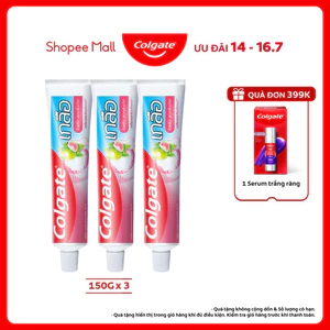 Bộ 3 Kem Đánh Răng Colgate Muối Lá Ổi Hồng giảm hôi miệng và vi khuẩn tích tụ 150g/ tuýp