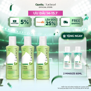 Bộ 3 chai Dung Dịch Vệ Sinh Phụ nữ Lactacyd Odor Fresh Ngăn Mùi 24H 150ml/chai