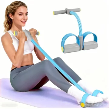 Dây kháng lực bàn đạp có tay cầm, Dây kháng lực bàn đạp đa năng 6 ống bền bỉ, Dây kháng lực bàn đạp chân bằng cao su tự nhiên, tập thể dục cho bụng, Eo, A