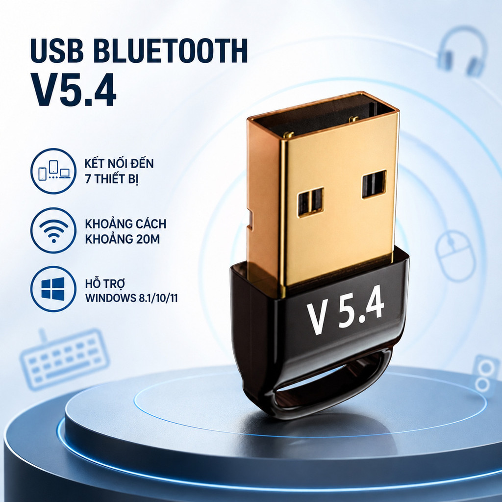 USB Bluetooth SCR 5.0/5.3/5.4 Dùng Cho Máy Tính Laptop, PC