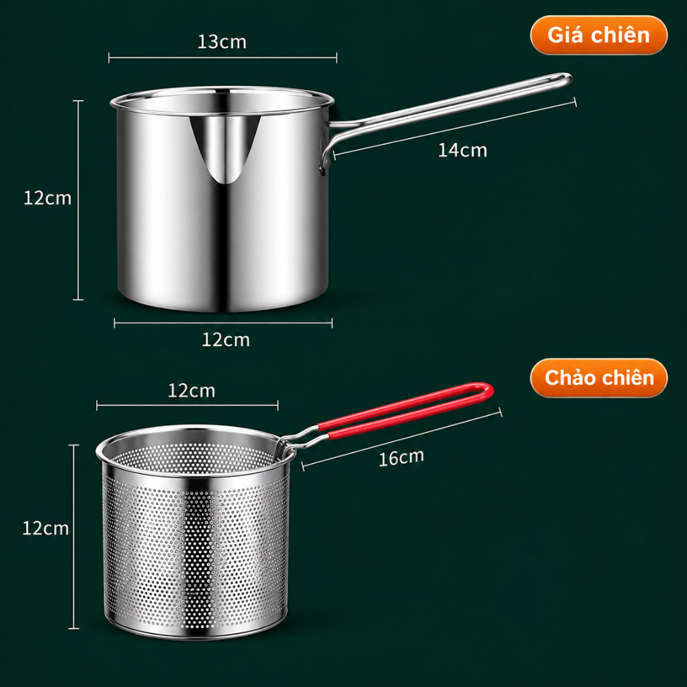 Nồi Chiên Ngập Dầu 1200ml Inox 304 Có Rổ Vớt, Nồi Chiên Sâu Dùng Cho Gia Đình | BigBuy360 - bigbuy360.vn