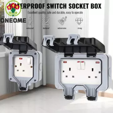 Ổ cắm công tắc treo tường ONEOME, Thiết kế chống nước Ổ cắm điện phích cắm Vương quốc Anh, phích cắm chính chống bụi IP66 Chống nước bắn Ổ cắm điện chuyển đổi ngoài trời Công tắc điện