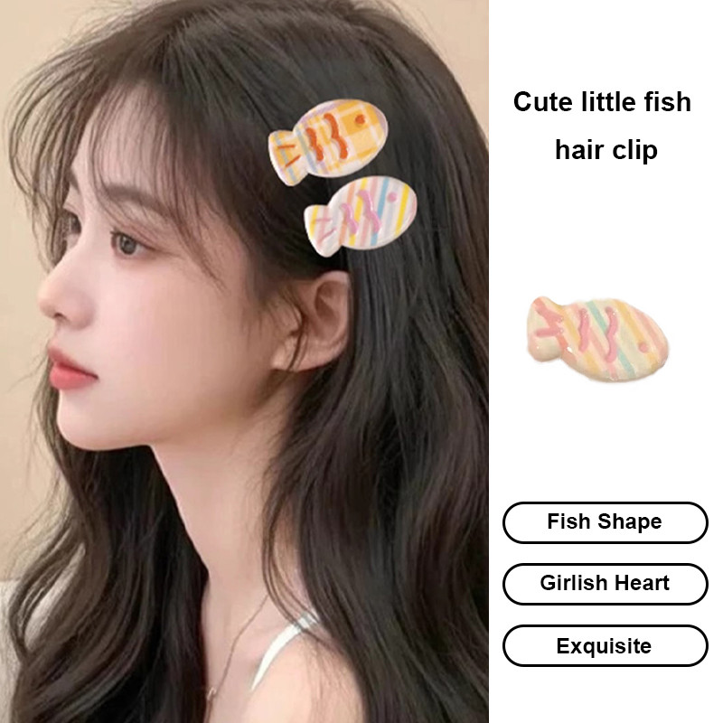 Raspberry Dễ Thương Cá Nhỏ Tóc Cô Gái Hoạt Hình Mũ Đội Đầu Kem Màu Nổ Kẹp