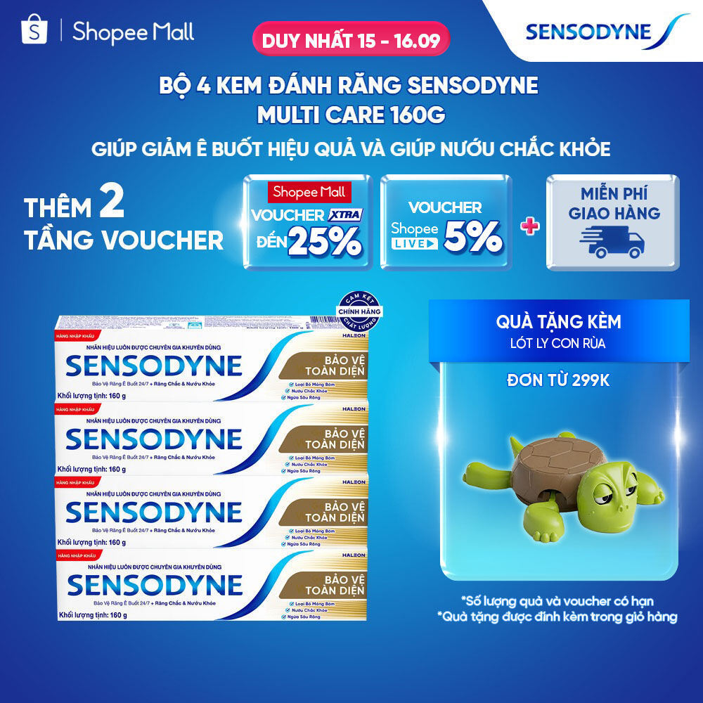 Bộ 4 Kem đánh răng SENSODYNE Multi Care 160g giúp giảm ê buốt hiệu quả và giúp nướu chắc khỏe