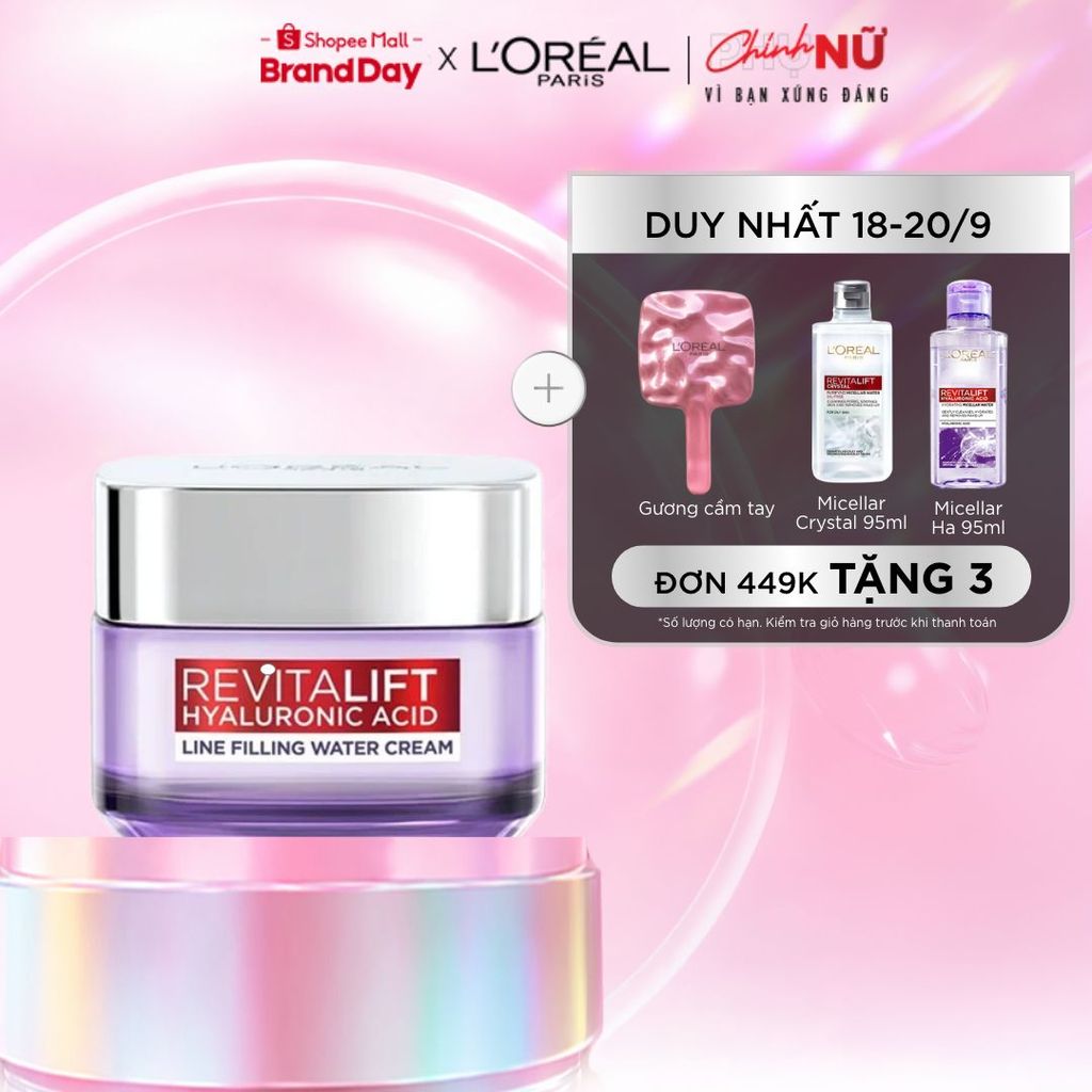 Kem dưỡng siêu cấp ẩm, giúp làm căng mượt da và giảm nếp nhăn L'Oreal Paris Revitalift 1.5% Hyaluronic Acid 50ml