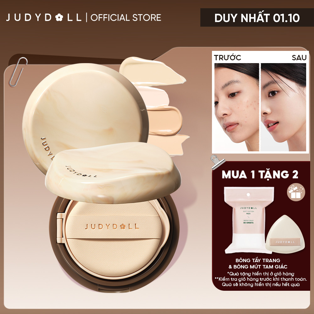 [MỚI 2.0] Phấn Nước Trà Lâu Trôi JUDYDOLL Long Wearing Cushion - Bản 2.0 Che Phủ Tiệp da Tự nhiên Kiềm Dầu 14g