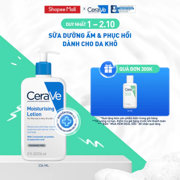 Sữa dưỡng ẩm phục hồi chuyên sâu và giữ da ẩm mịn suốt 48H, duy trì hàng rào bảo vệ da CERAVE MOISTURISING LOTION 236ML