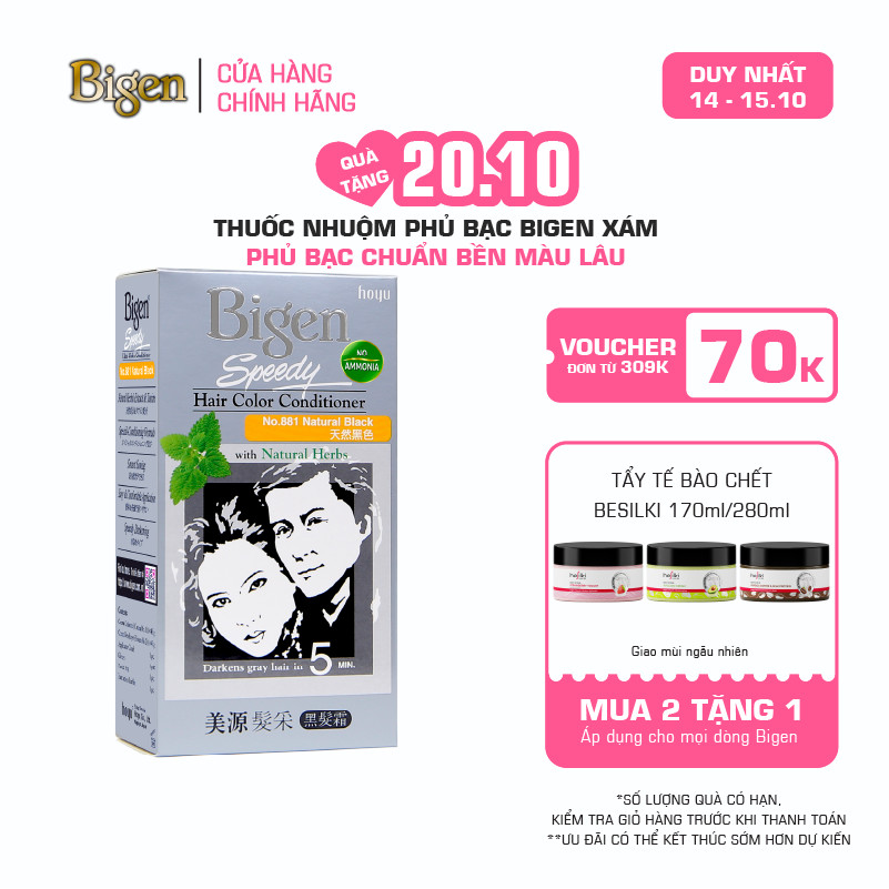 Thuốc Nhuộm Tóc Phủ Bạc Tại Nhà Bigen Xám - Phủ Bạc Thảo Dược, Dưỡng Tóc Mềm Mượt 80ml