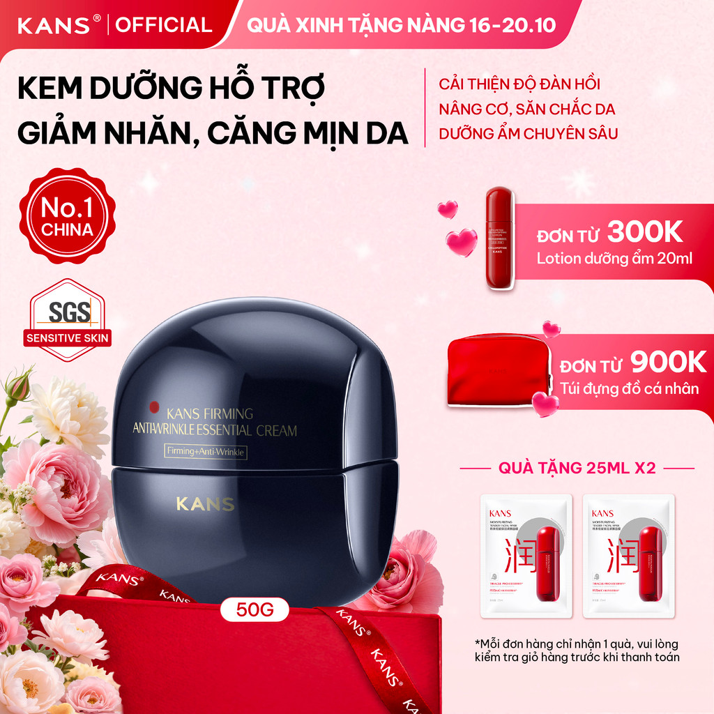 KANS Kem Dưỡng Giảm Nếp Nhăn 50g Giúp Săn Chắc Da, Tăng Đàn Hồi Và Độ Căng Mịn Da Với Peptide Kép Và Collagen Thủy Phân