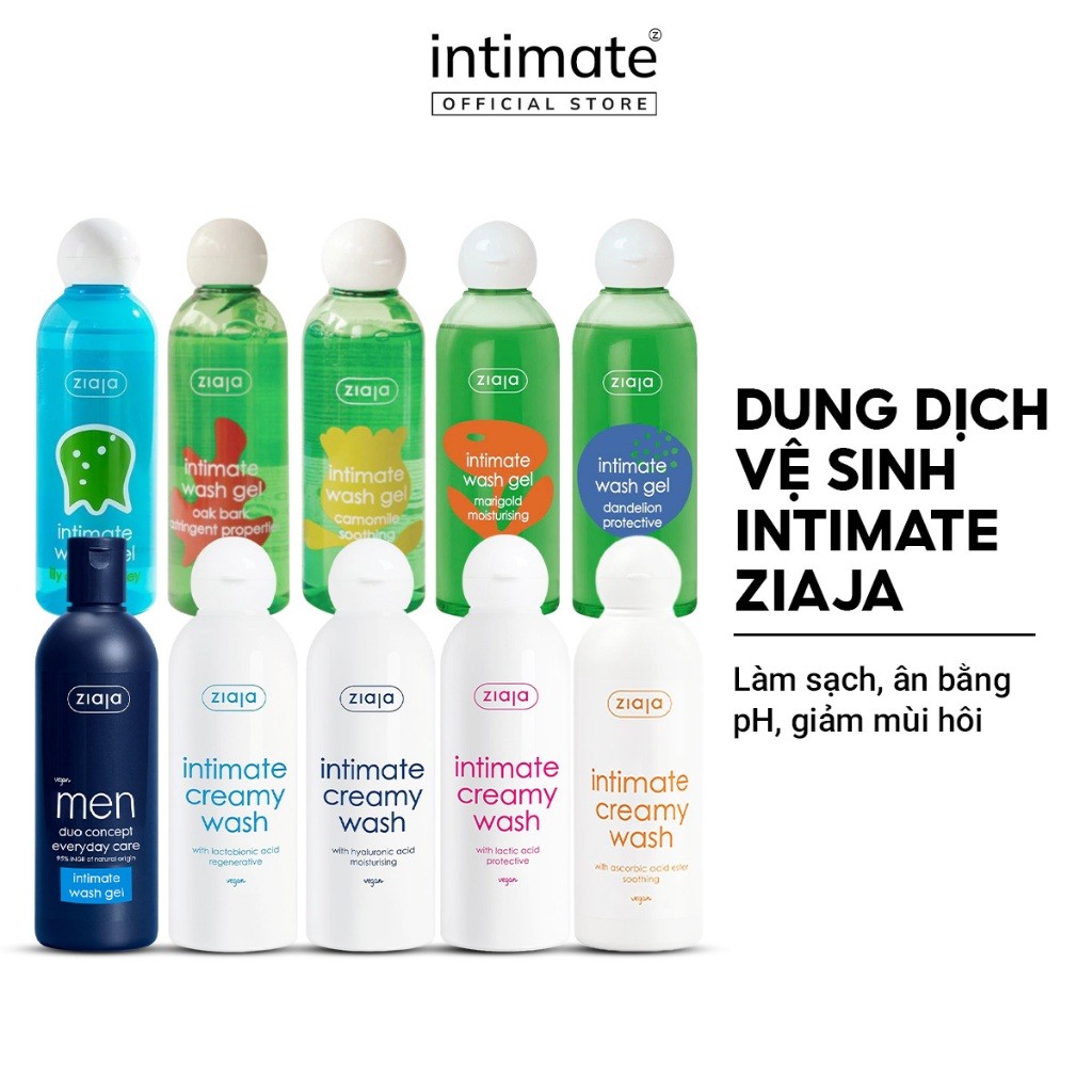 Dung Dịch Vệ Sinh Phụ Nữ Intimate ZIAJA Xuất Xứ Ba Lan Giúp Dưỡng Ẩm, Khử Mùi, Se Khít Dung Tích 200ml