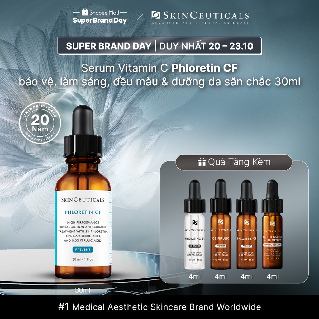 Skin Ceuticals Phloretin CF Serum Vitamin C 30ml ngăn ngừa lão hóa làm sáng da đều màu chống oxy hóa da thâm sạm,xỉn màu