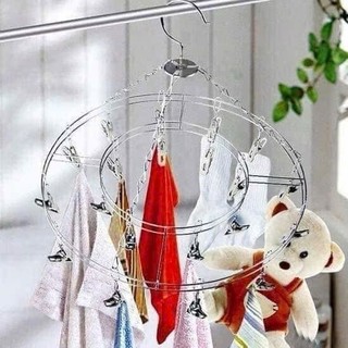 [Móc dù] Móc dù, móc trùm tròn 20 kẹp treo quần áo, tất vớ, đồ lót, chất liệu inox siêu bền, tiện dụng