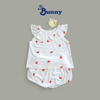 Bộ hè bé gái Bunny cổ bèo chất thun lạnh mềm mát thoáng khí size 4-15kg(2)