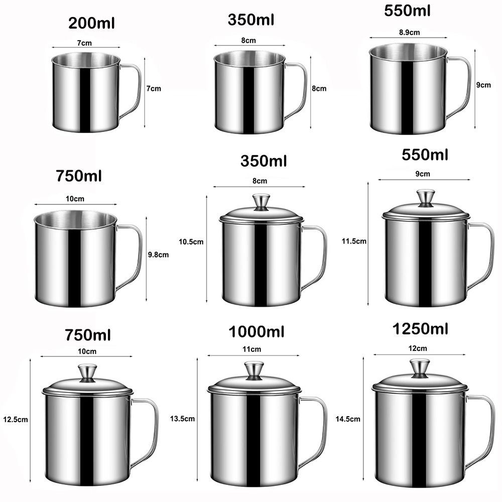Cốc Nước HOBBYIN, Có Nắp Cốc Inox 304, Thiết Kế Tay Cầm 350-1250ml Cốc Trà Du Lịch