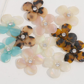 Kẹp tóc hai lớp bốn cánh nhỏ acetate có kim cương sáng, phụ kiện trang sức DIY dành cho nữ