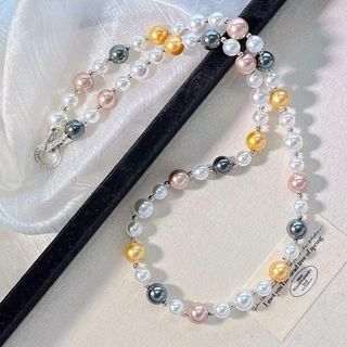 N1133 Vòng Cổ, Dây Chuyền, Mix Ngọc Nhân Tạo Kem Đen Trắng Vàng Dài 80cm Khoá Cao Cấp - DAISYN.