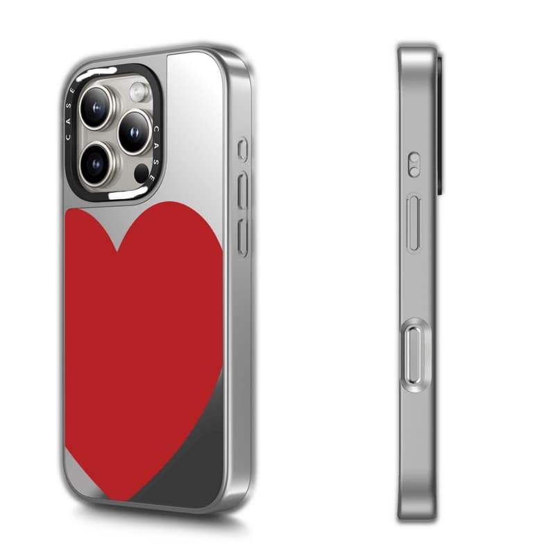 CASECASE X Big Red Love Case Black & Sliver Mirror Vỏ iPhone hút từ tính cho iPhone 17 Air 16 15 14 13 12 Pro Max Plus Ốp lưng cứng có hộp khắc logo