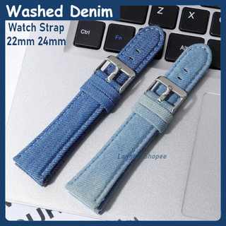 Retro Vintage Denim Nylon Vải Dây Đeo Đồng Hồ 22 Mm 24 Mm Vải Đồng Hồ Đa Năng Cho Nữ Cổ Tay Dây Đeo Đồng Hồ Khóa Vàng