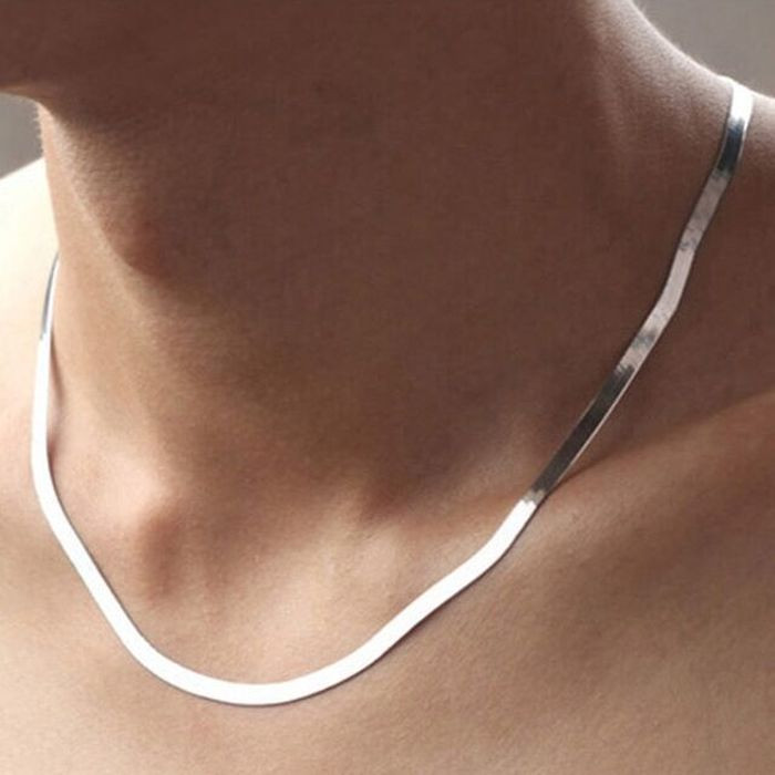 Bạc 925 4mm Dây Xích Vòng Cổ Nữ, Phong Cách Sang Trọng Cho Cặp Đôi