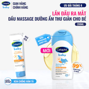 Dầu massage dưỡng ẩm làm dịu da bé Calendula Hữu Cơ Cetaphil Baby Moisturising Baby Oil 200ml