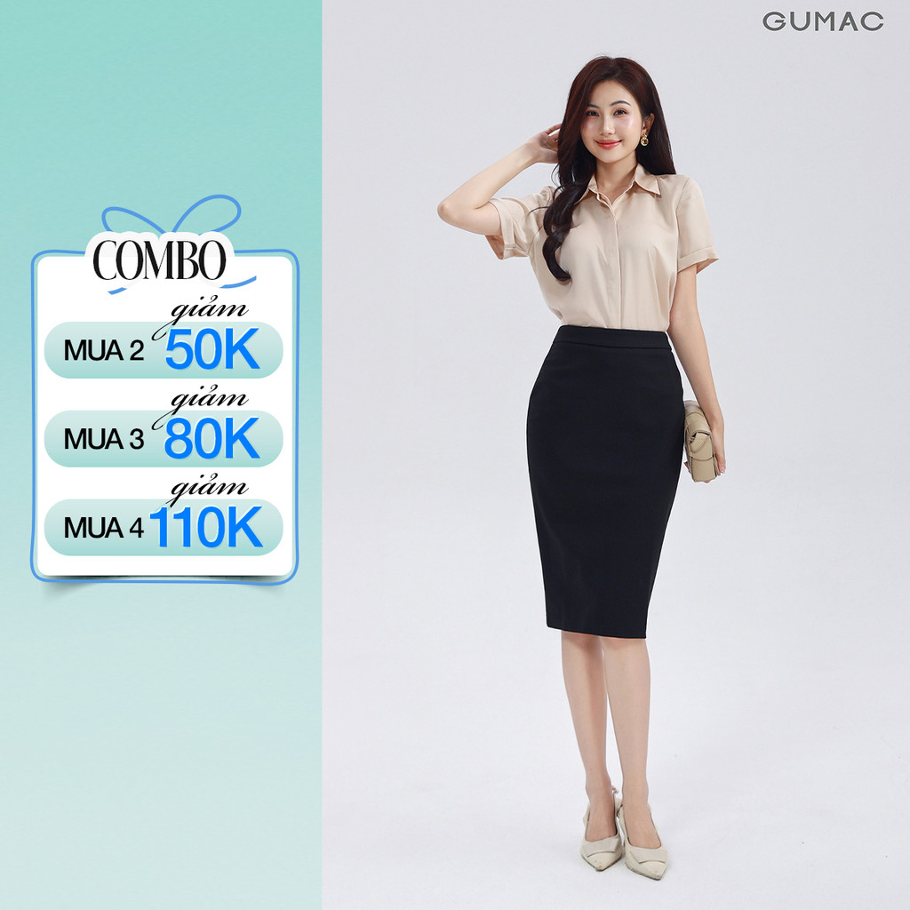 Chân Váy Bút Chì Nữ GUMAC Thun Co Giãn Form Ôm Dáng Basic Công Sở  BVE00010