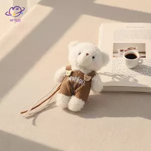 HFTOY Gấu Dễ Thương Sang Trọng Móc Khóa Mềm Nhồi Bông Túi Gấu Quyến Rũ Với Quần Áo Bapa Treo Trang Trí Cặp Đôi Chìa Khóa Quà Tặng ~