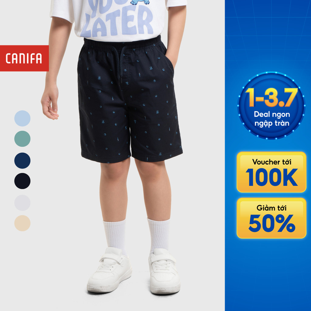 Quần short bé trai CANIFA cạp chun chất liệu thoáng mát in họa tiết 2BS26S003