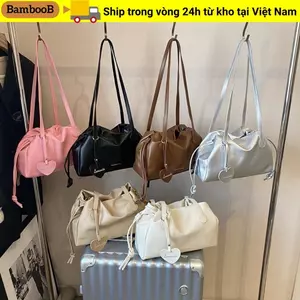 Túi đeo vai công sở BAMBOOB, Túi đeo chéo nữ dung tích lớn đơn giản, Túi xách nữ màu trơn bằng da PU Nữ