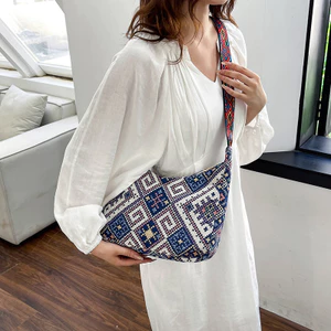 Phong Cách Dân Tộc Dung Tích Lớn Túi Vải Nữ Retro Đeo Vai Túi Bohemian Văn Học Đi Lại Vải Túi Lớn 2026