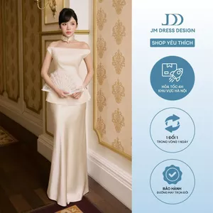 Set Đồ Dự Tiệc Áo Trễ Vai Hông Xếp Ly 2T39.2605, Chân Váy Lụa Đuôi Cá Dáng Dài 4L10.2605 Set Đồ Dự Tiệc Sang Trọng JM