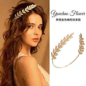 Hàng mới về❤❤❤ Retro Tính Khí Phía Sau Đeo Đầu Nữ 2025 Phong Cách Mới Vàng Phía Sau Treo Phong Cách Hy Lạp Laurel Mũ Trùm Đầu Cao