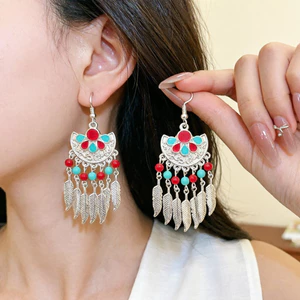 Bohemian Mùa Hè Đi Biển Du Lịch Bông Tai Kỳ Nghỉ Phong Cách Dân Tộc Phù Hợp Với Tua Rua Bông Tai Dài Nữ